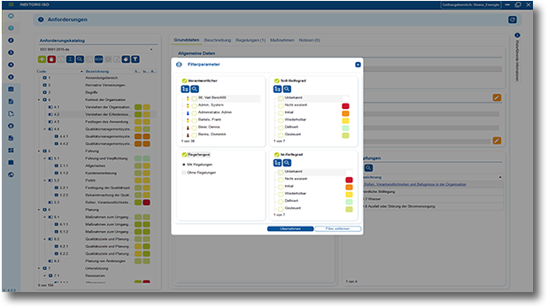 INDITOR Screenshot Anforderungskatalog