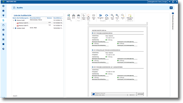 ISMS-Tool INDITOR Screenshot Auditmanagement